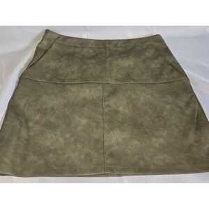 Shinestar Medium Green Pleather Suede-like Mini Skirt Zips